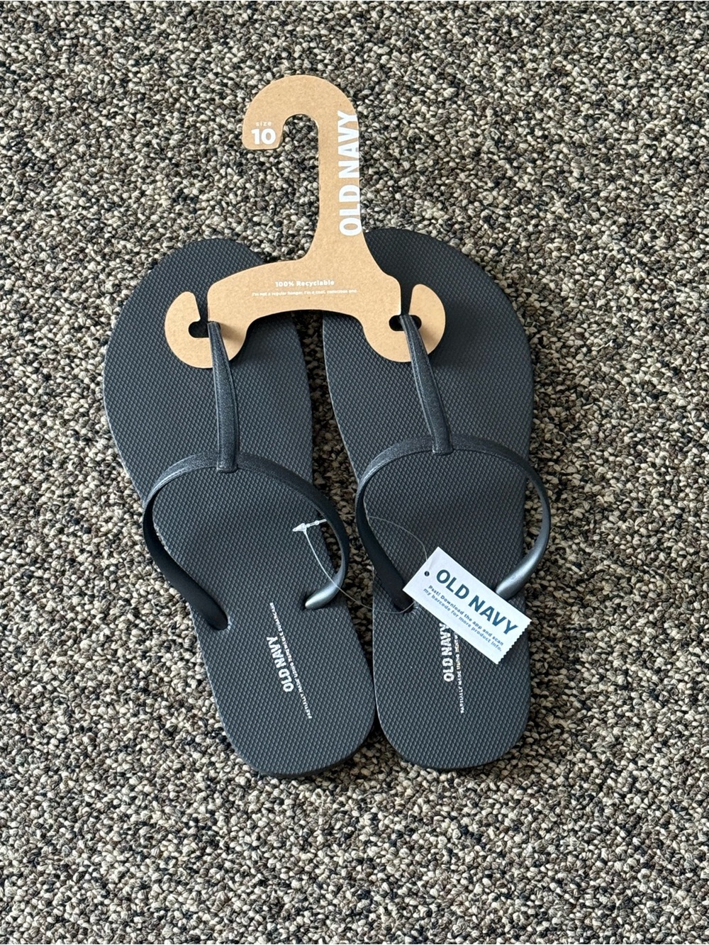 Old Navy Women’s Black T-Strap Sandals – Size 10 – New With Tags